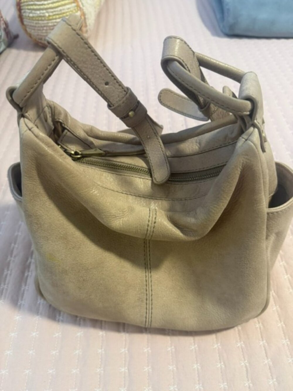 HOBO Taupe Suede "Bucket" Bag